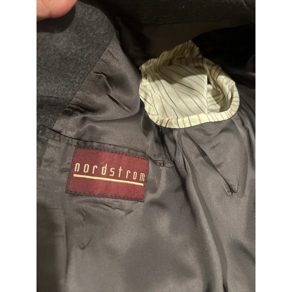 NORDSTROM Mens Blazer Sport Coat Casual Jacket Size 42R Pure Wool Plaid Gray